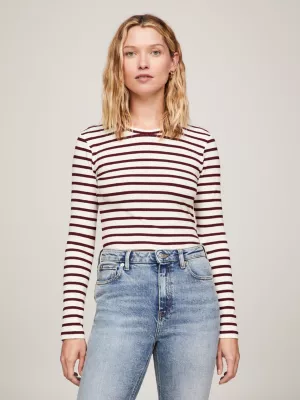 Camiseta listrada de manga comprida com corte slim