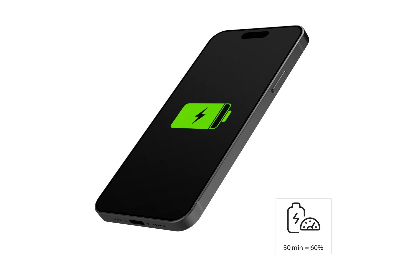 USB-Wandladegerät Gan charger USB-A USB-C 20 W WeissSchnellladegerät mit 1x USB-C und 1x USB-A