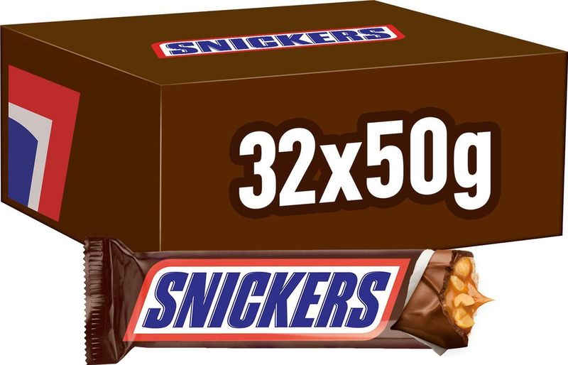 Snickers single chocolade reepstuks in uitdeeldoos