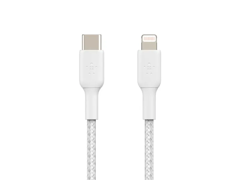 Belkin BoostCharge - Lightning-kabel - 24 pin USB-C han til Lightning han - 1 m - hvid - USB Power Delivery (18 W)