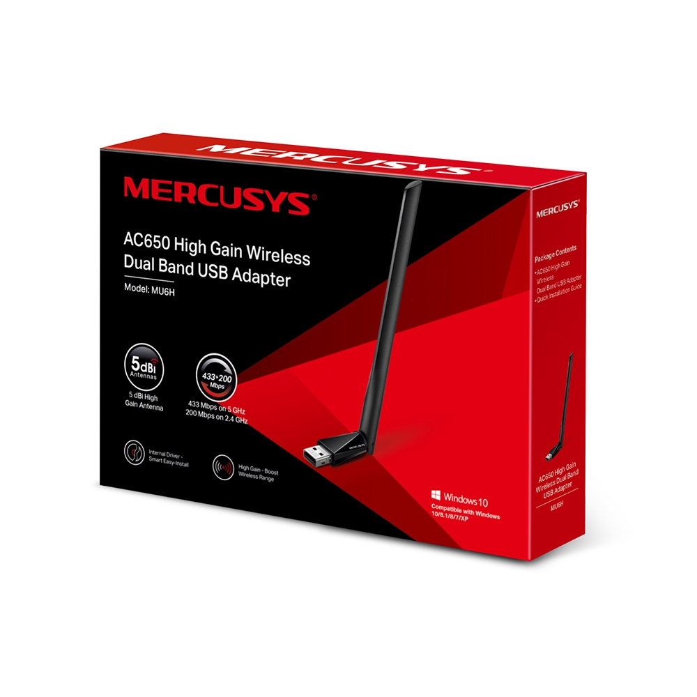ADAPTADOR WI-FI MERCUSYS AC650 MU6H DUAL BAND