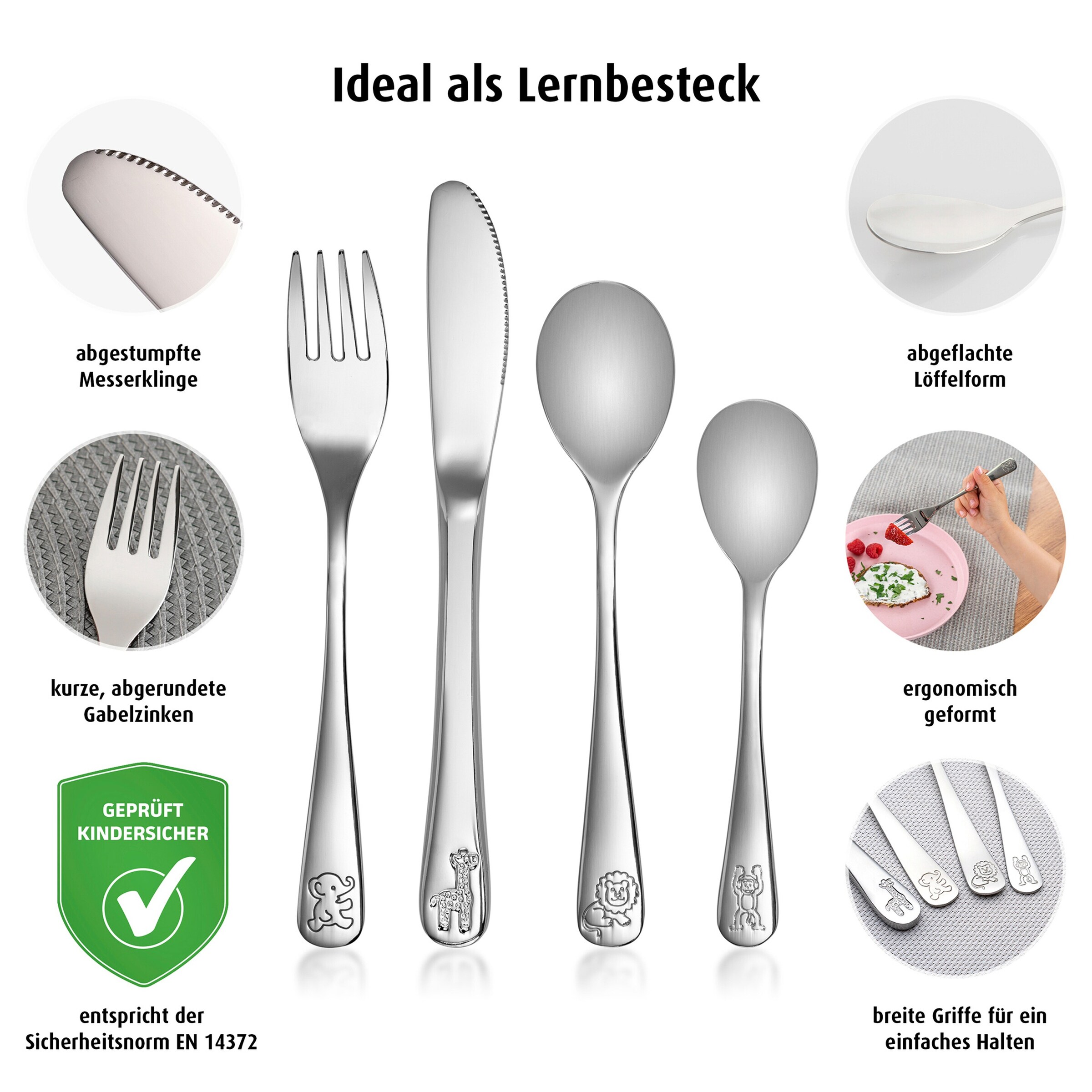 reer 4-tlg. Edelstahl-Besteck-Set Edelstahl