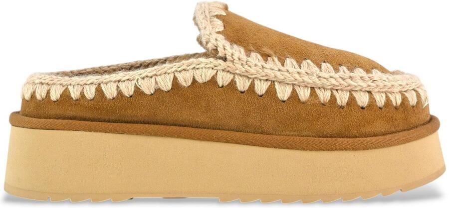 MOU Instappers Dames Clog Eskimo Platform Maat: 40 Materiaal: Suède Kleur: Cognac