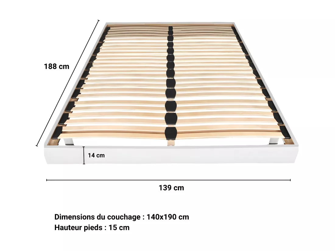 Sommier sur pied SOMKIT 140x190 / Blanc