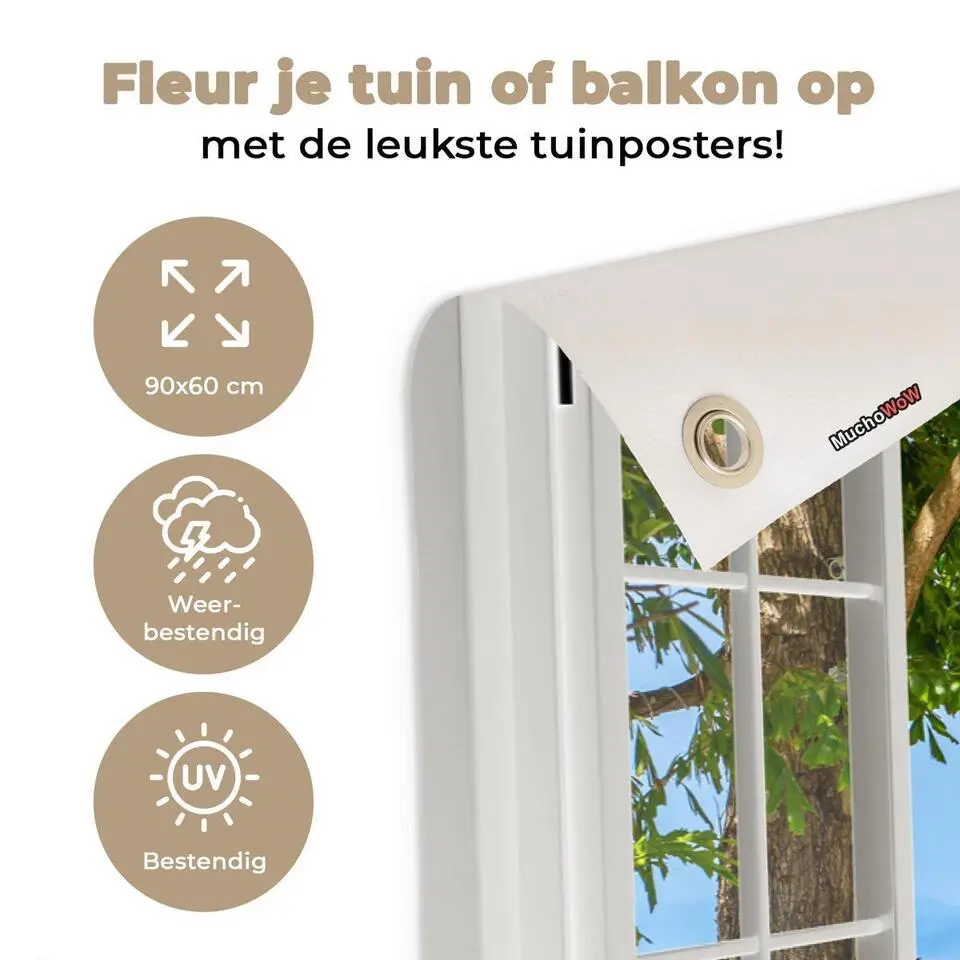 MuchoWow Tuinposter 90x60cm Doorkijk Boom Zee Palmboom