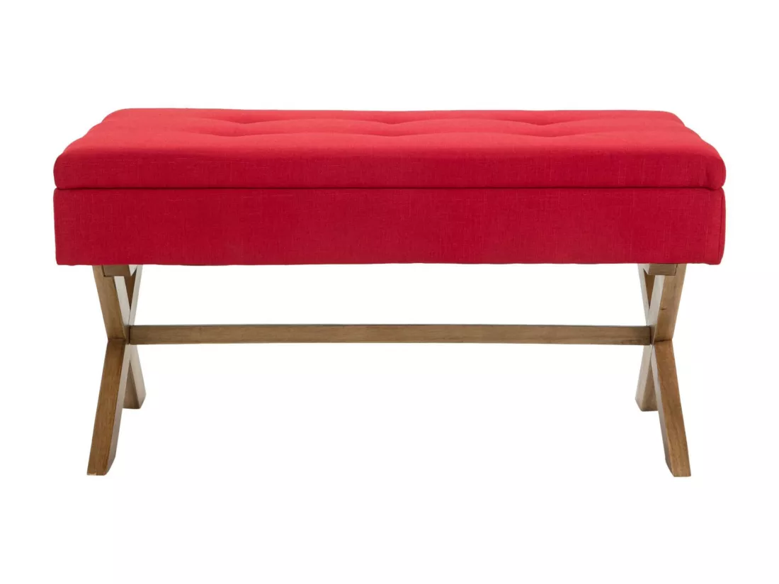 Banquette - Tissu & Bois - Rouge - Namaro