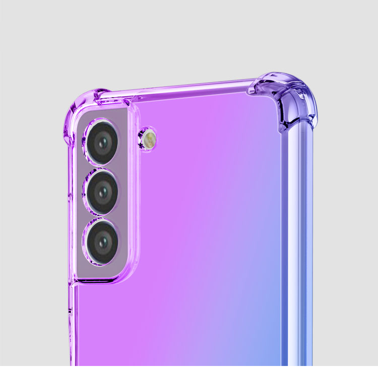 Samsung Galaxy S21 FE 5G Gummi Hülle Air Cushion Fallschutz mit Farbverlauf - Lila / Rosa