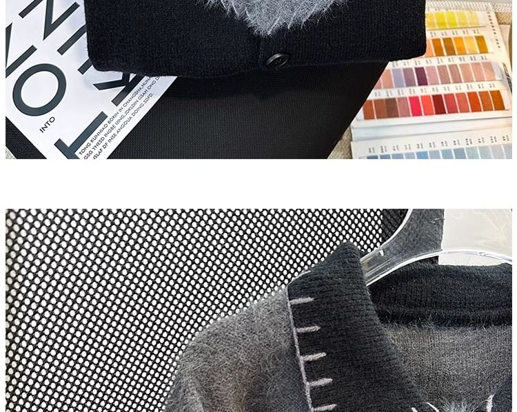 Diphon - Tweekleurige cardigan met kraag