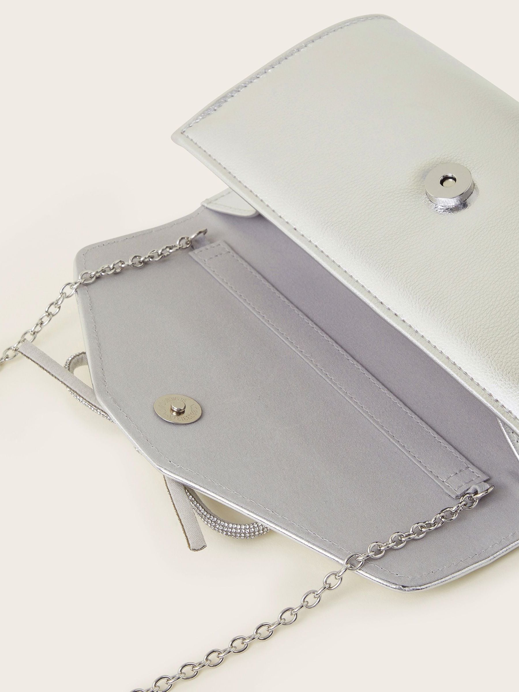 Zilver - Monsoon Sia Diamante Bow Clutch Bag