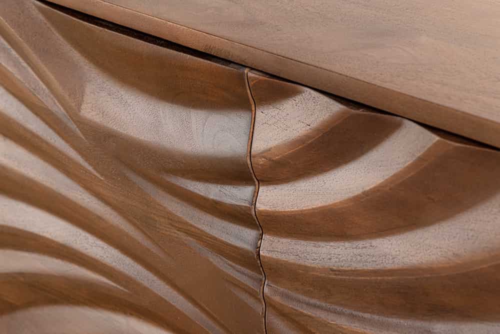 Massivholz Sideboard HURRICANE 175cm braun Akazie 3D-Design