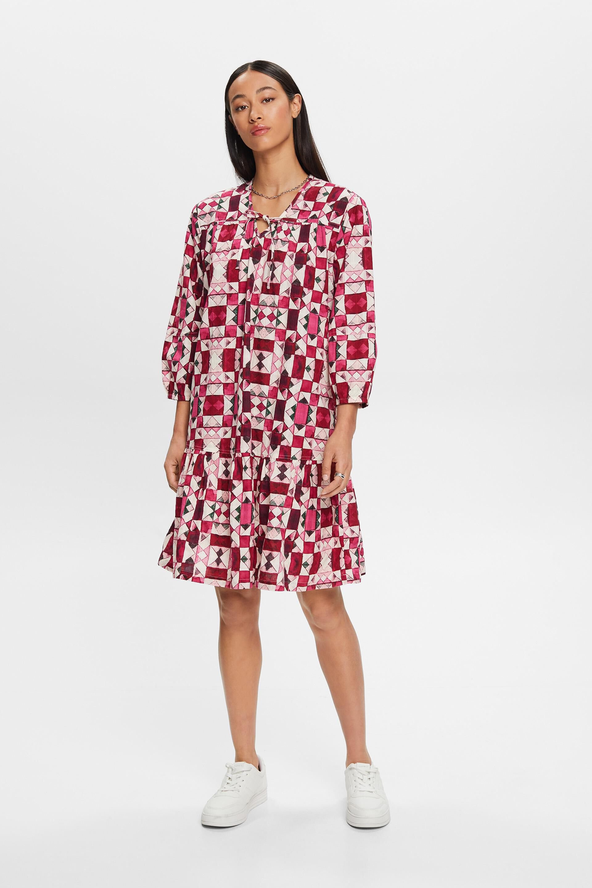 Robe droite en coton armuré