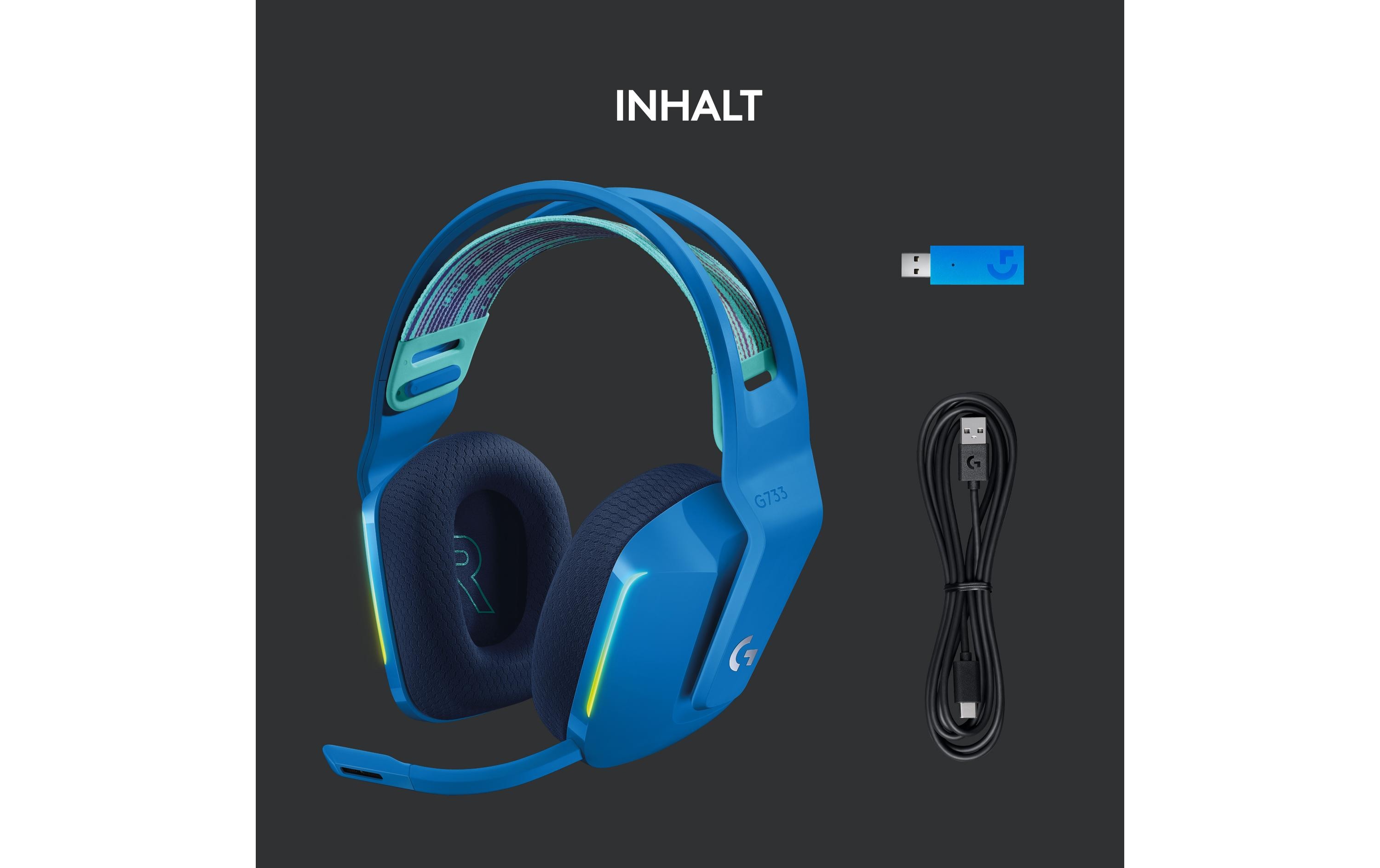Headset G733 Lightspeed BlauWireless-Gaming-Headset mit DTS 7.1 Surround-Sound und RGB Beleuchtung