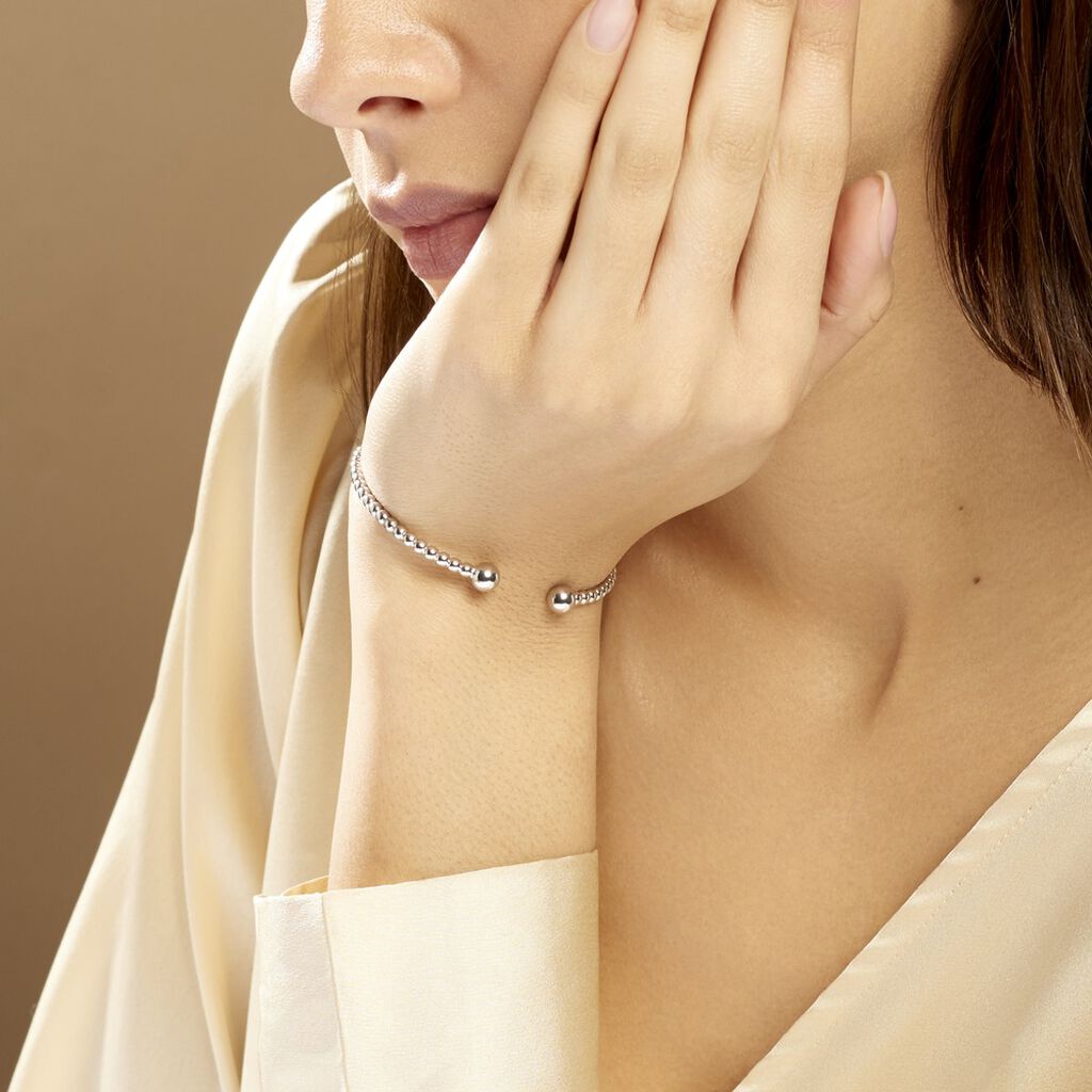 Bracelet Jonc Gania Argent Blanc