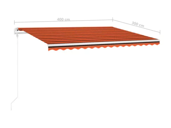 Auvent manuel rétractable avec LED 4x3 m Orange et marron