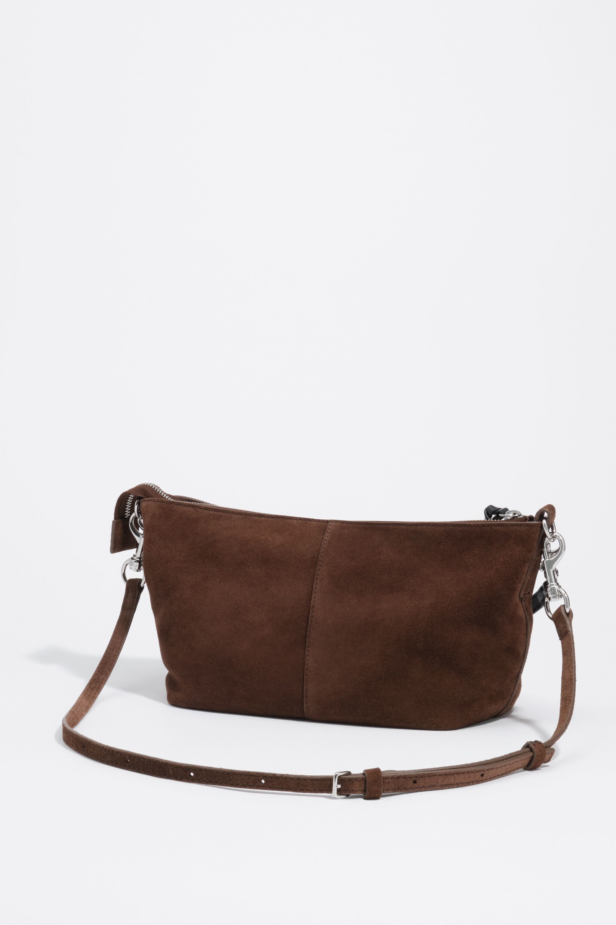 Bolsa Madrid média em camurça cor café