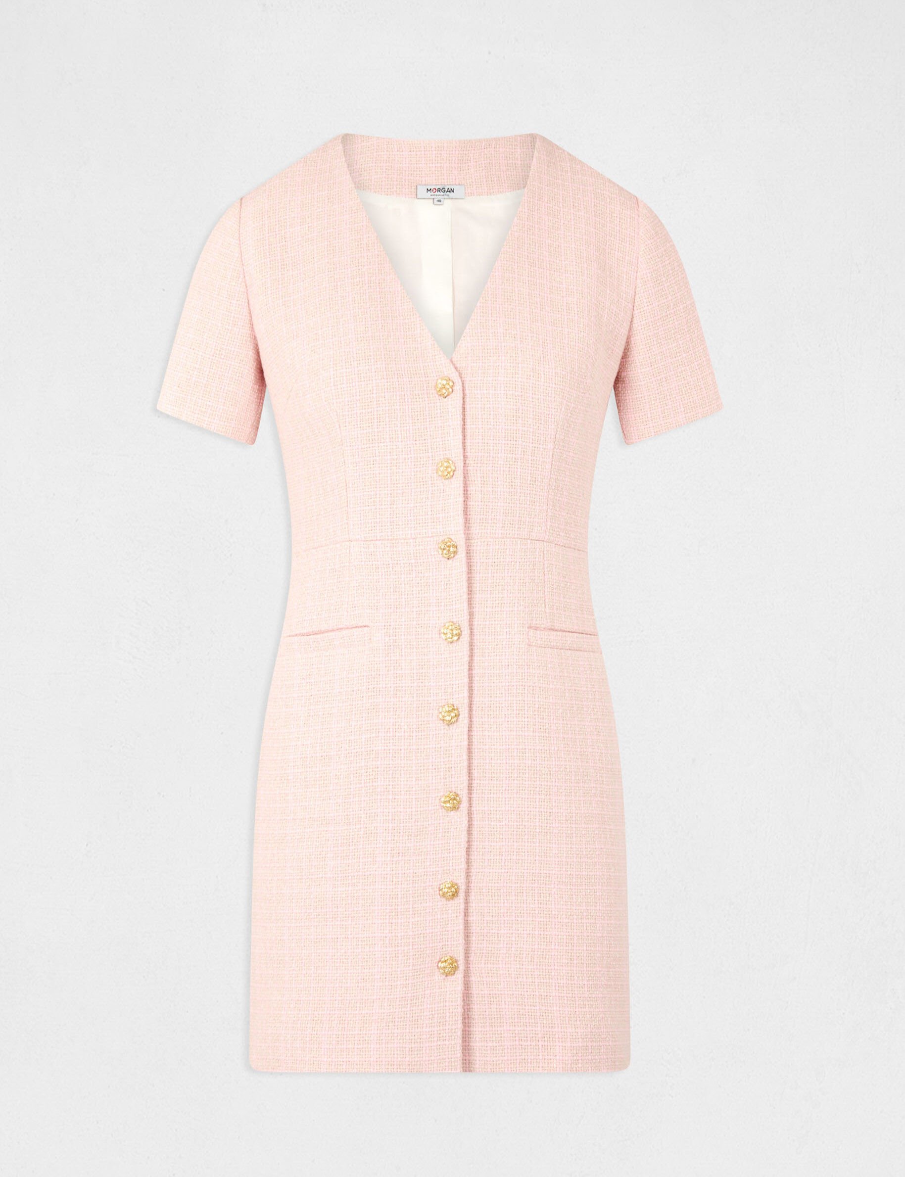 Robe ajustée boutonnée rose femme - rose