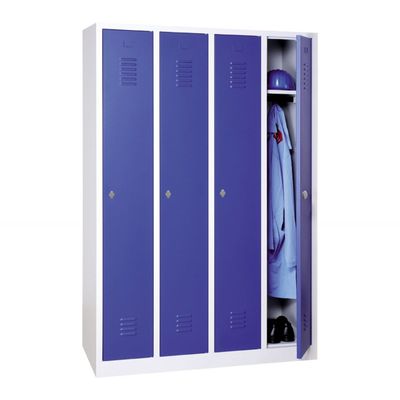 Vestiaire industrie propre monobloc 4 colonnes - H180 x L120 x P50 cm - gris/bleu