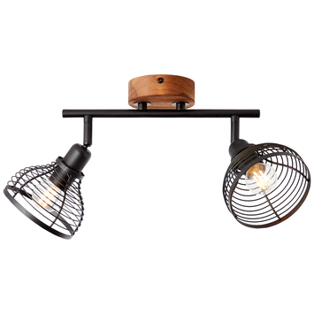 Brilliant opbouwspot Avia 2x E14 zwart/hout