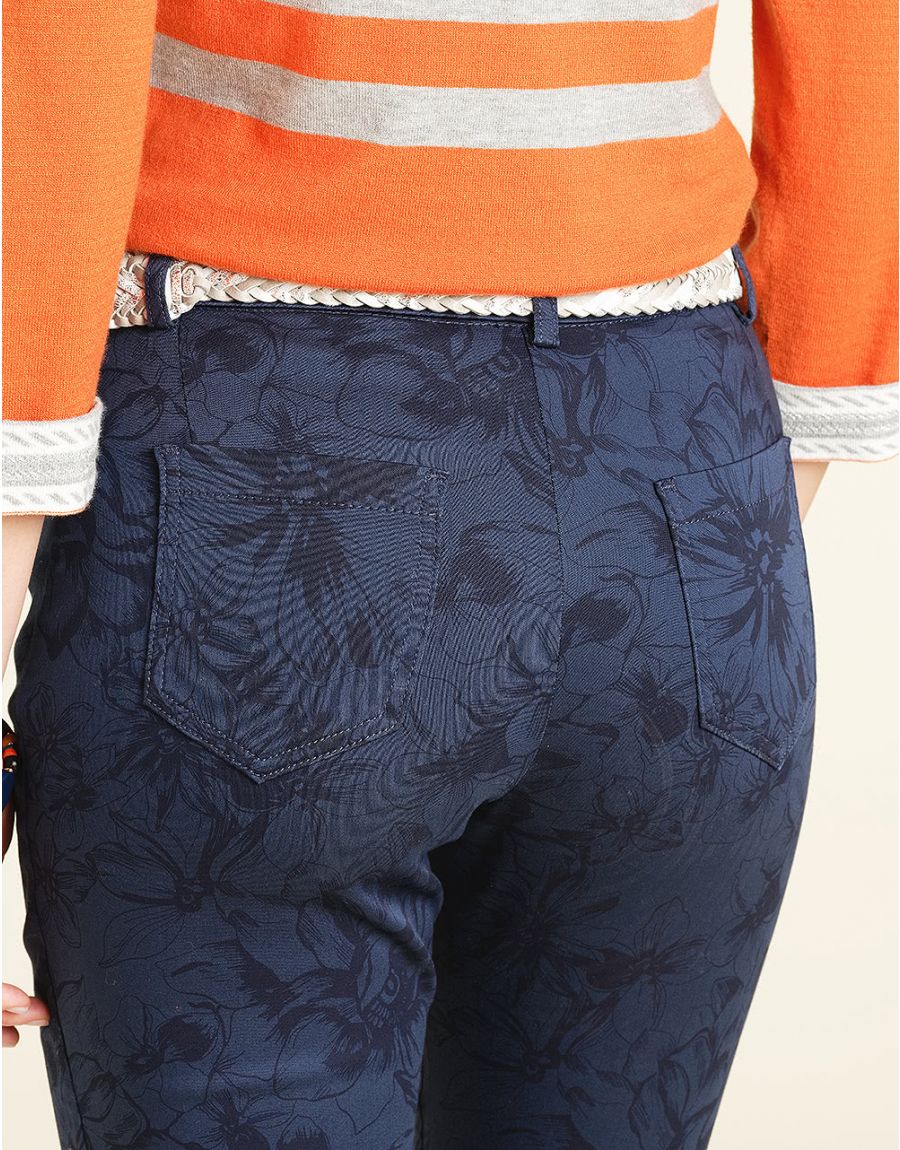 Pantalon bleu surimprimé