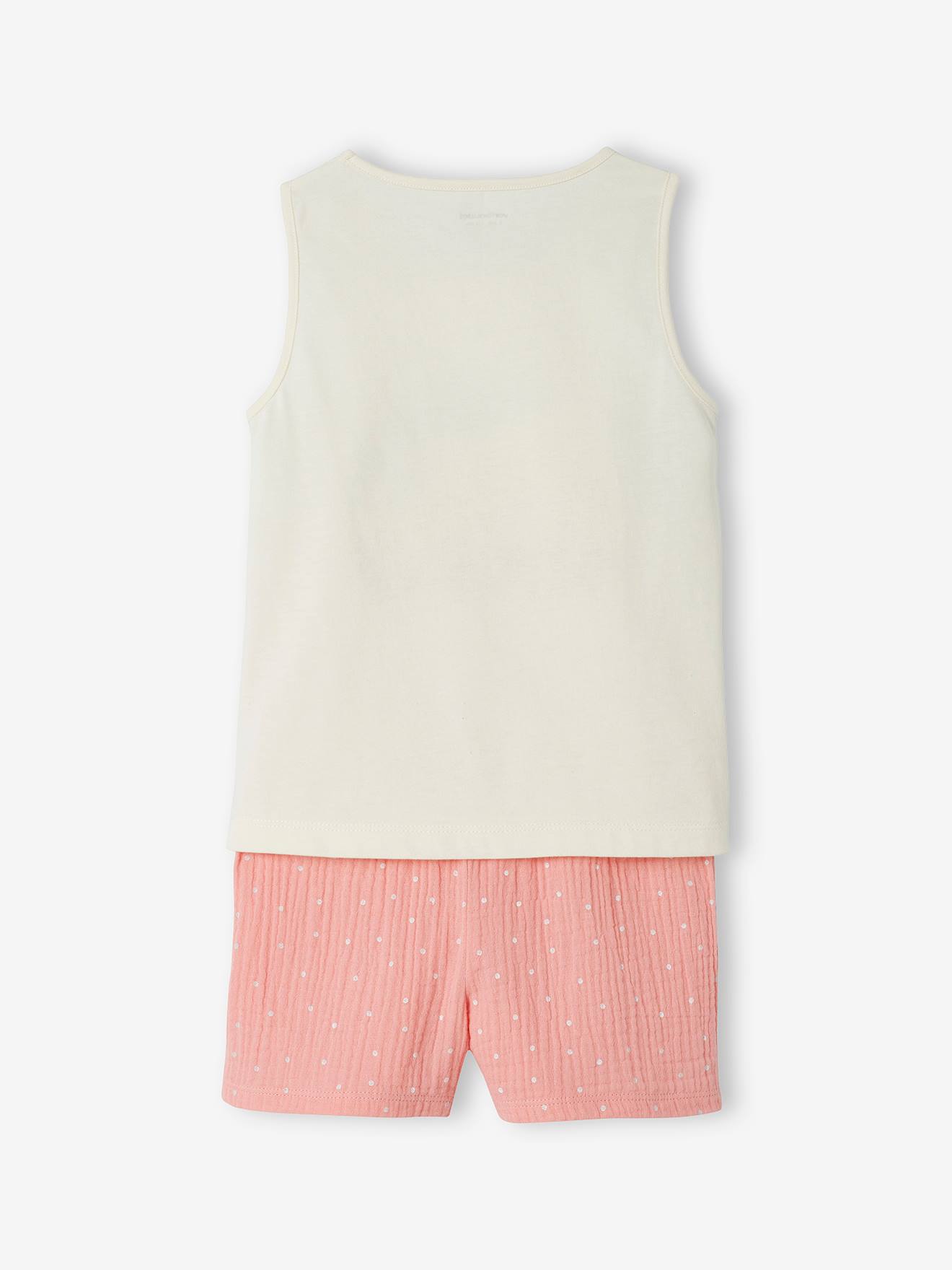 Pijama curto rosa com estampa de flamingo, em chiffon 100% algodão, para meninas.