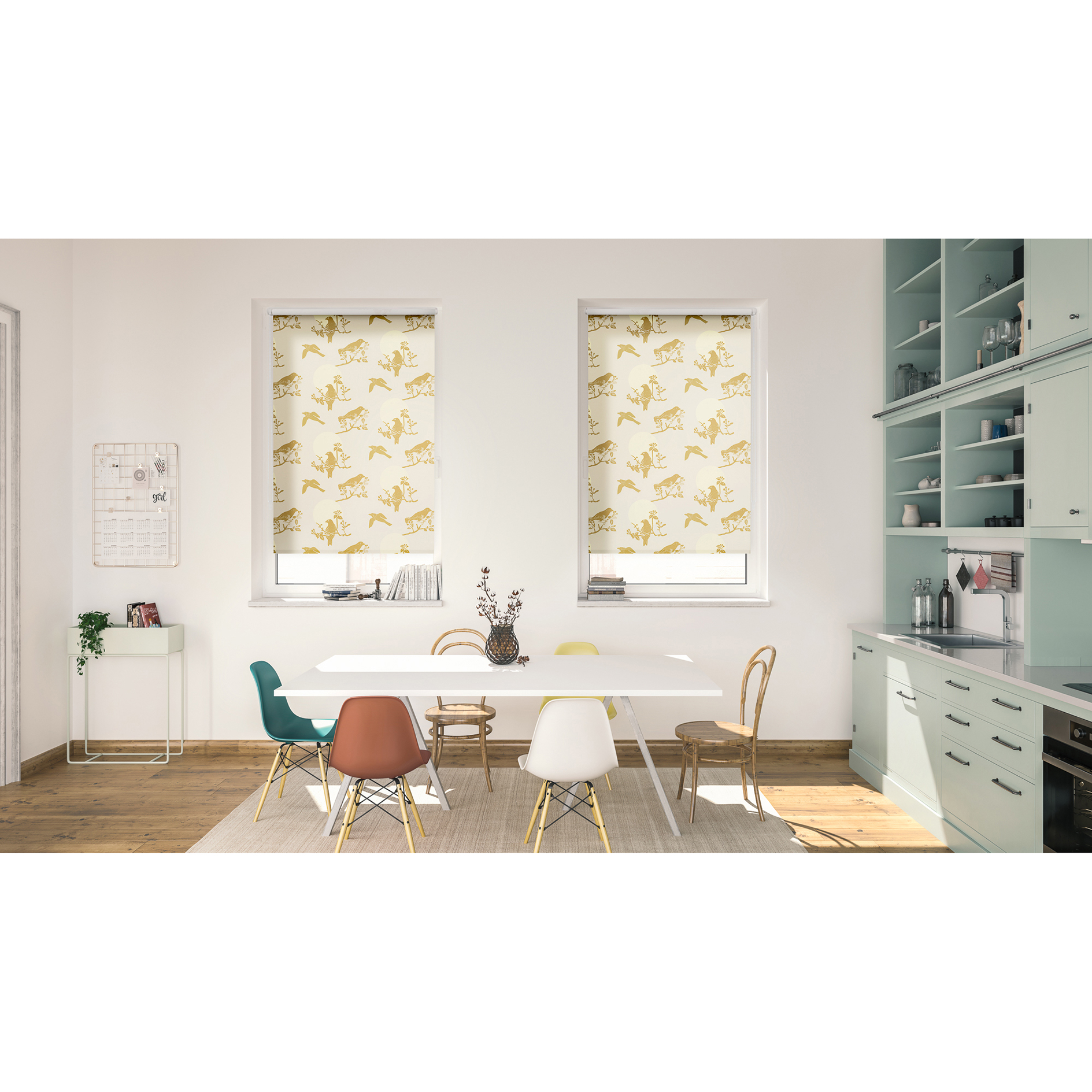 LICHTBLICK Verdunklungsrollo MOON BIRDS - beige - 45x150 cm