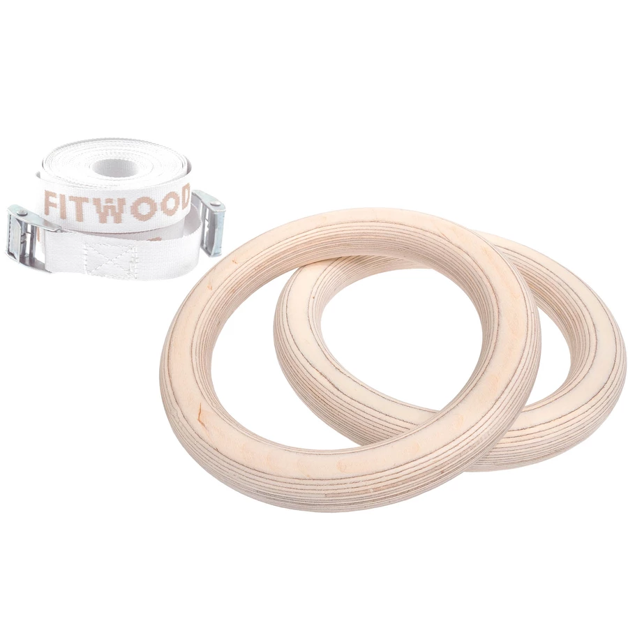 Fitwood ULPU MINI Turnringe, Birke - weiße Riemen