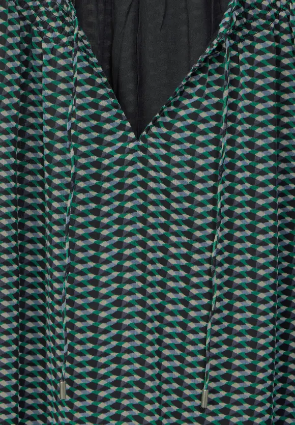 Print Chiffonbluse - Black