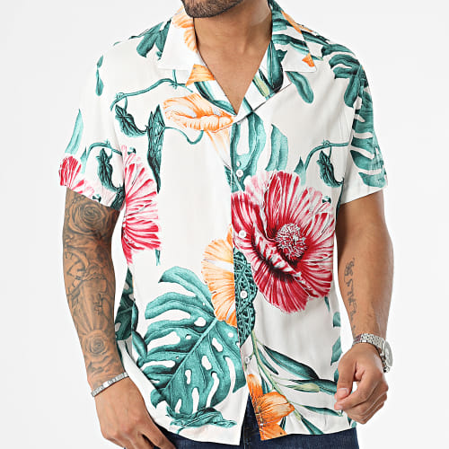 Chemise Manches Courtes Blanc Floral