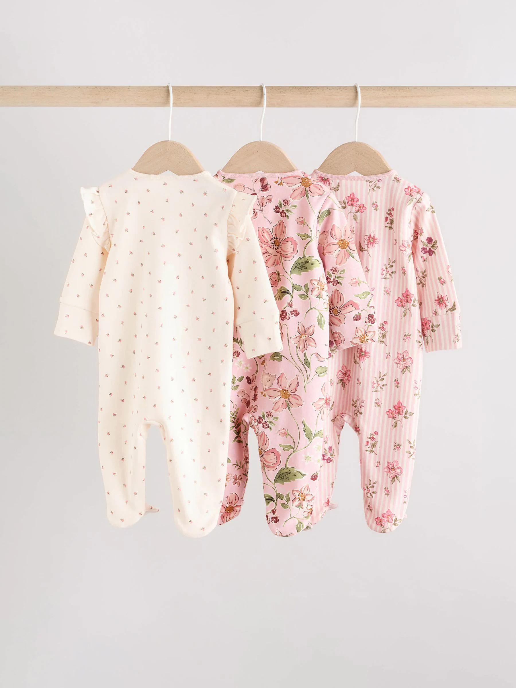 Roze - Verpakking van 3 babypyjama's met tweewegrits (0-2jr)