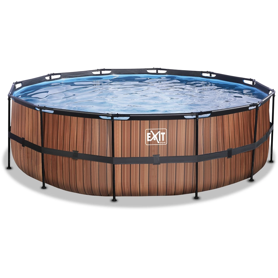 EXIT Wood Pool ø450x122cm mit Sandfilterpumpe, braun