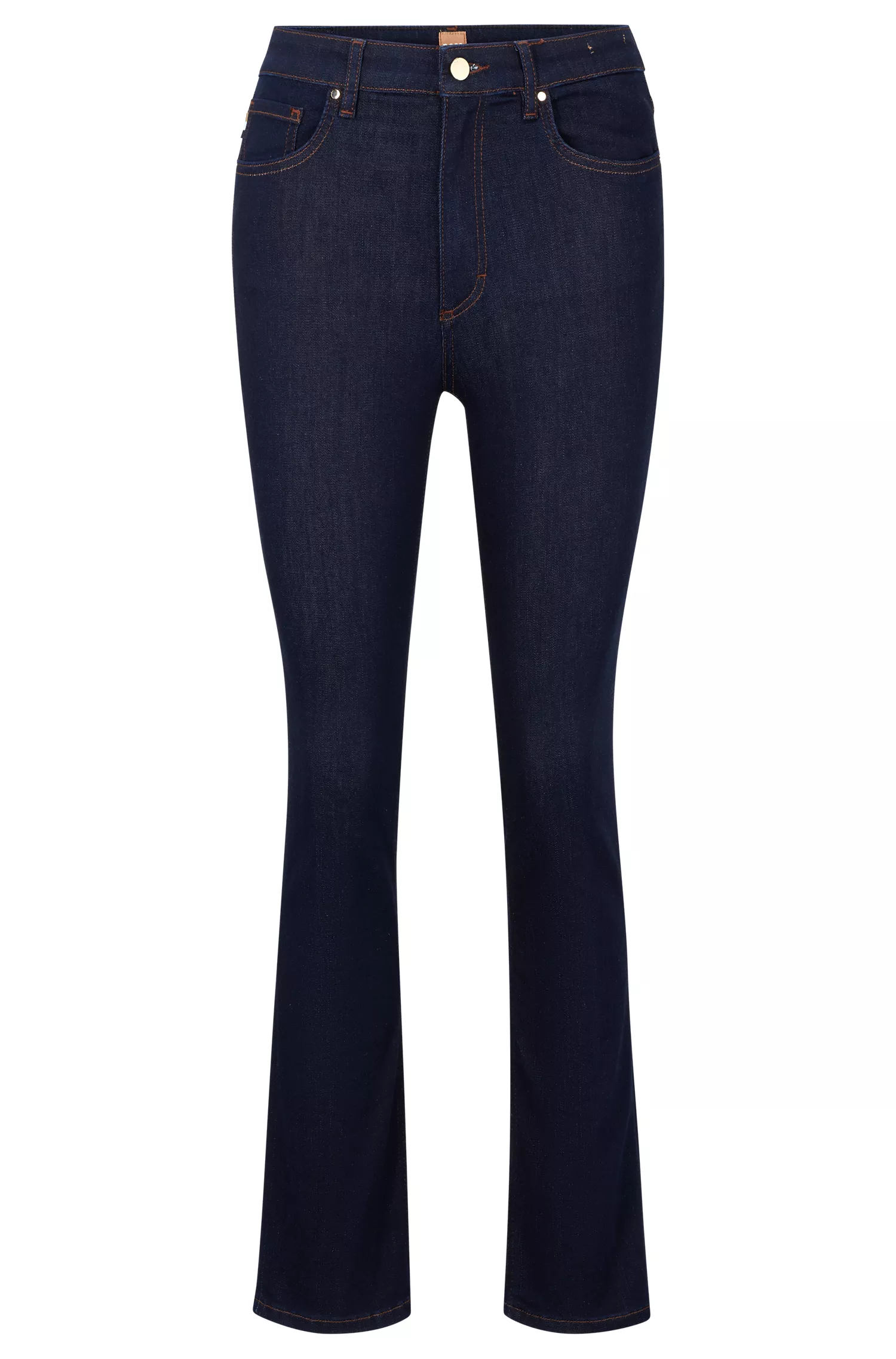 Calça jeans BOSS preta de cintura alta em denim super elástico azul