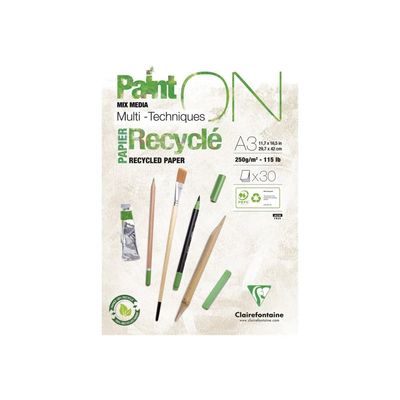 Clairefontaine Paint On - Bloc de dessin encollé - A3 - 30 feuilles - 250 gr