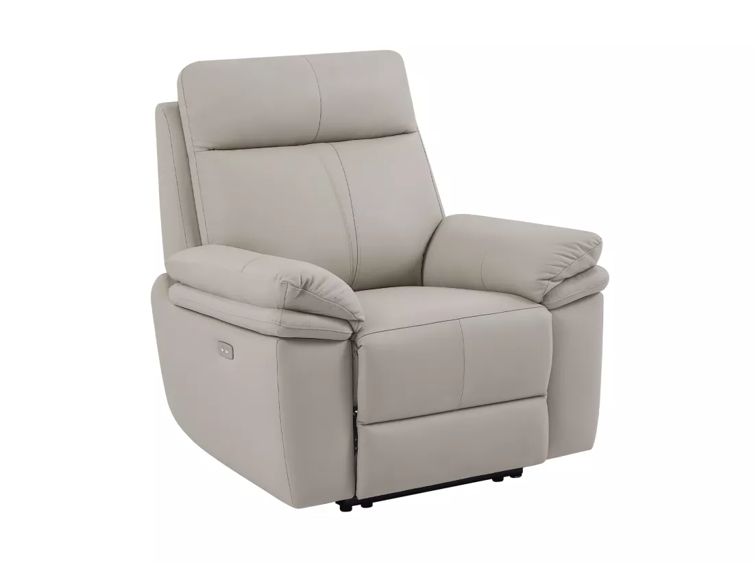 Fauteuil relax électrique en cuir gris clair MESOLA