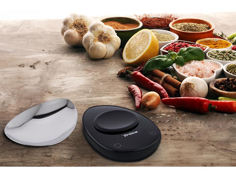 Trisa Küchenwaage Flavour Scale Schwarz Handliche Mini-Waage zum Mitnehmen