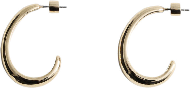 MANGO Thin oval hoop earrings Gold