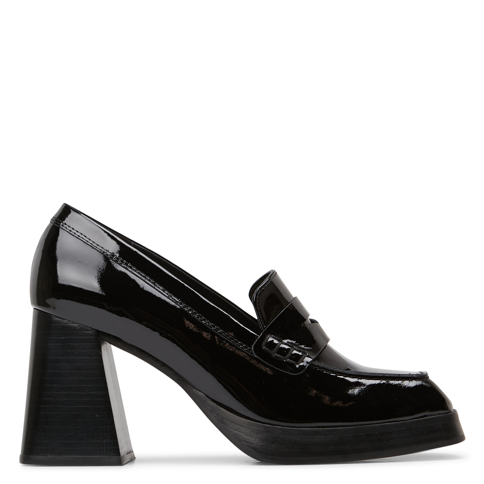 TAKE OFF - Mocassins à talon en cuir verni | Noir
