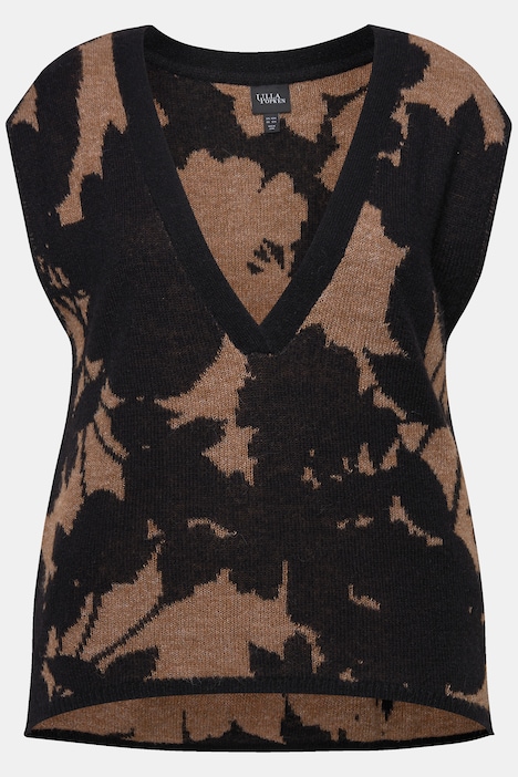 Pullunder, Jacquard-Muster, V-Ausschnitt, ärmellos