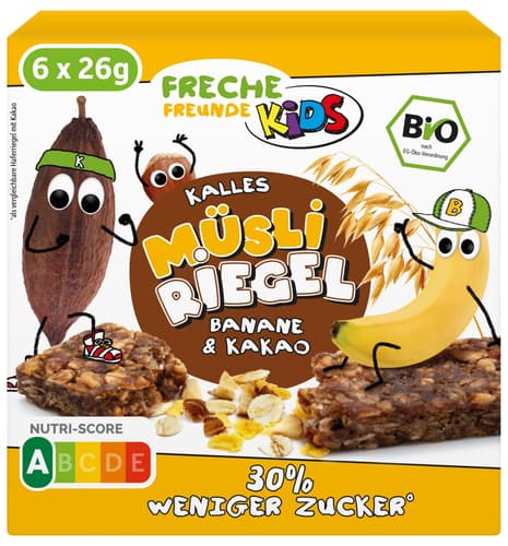 Freche Freunde Kids Bio Kalles Müsli Riegel Banane & Kakao