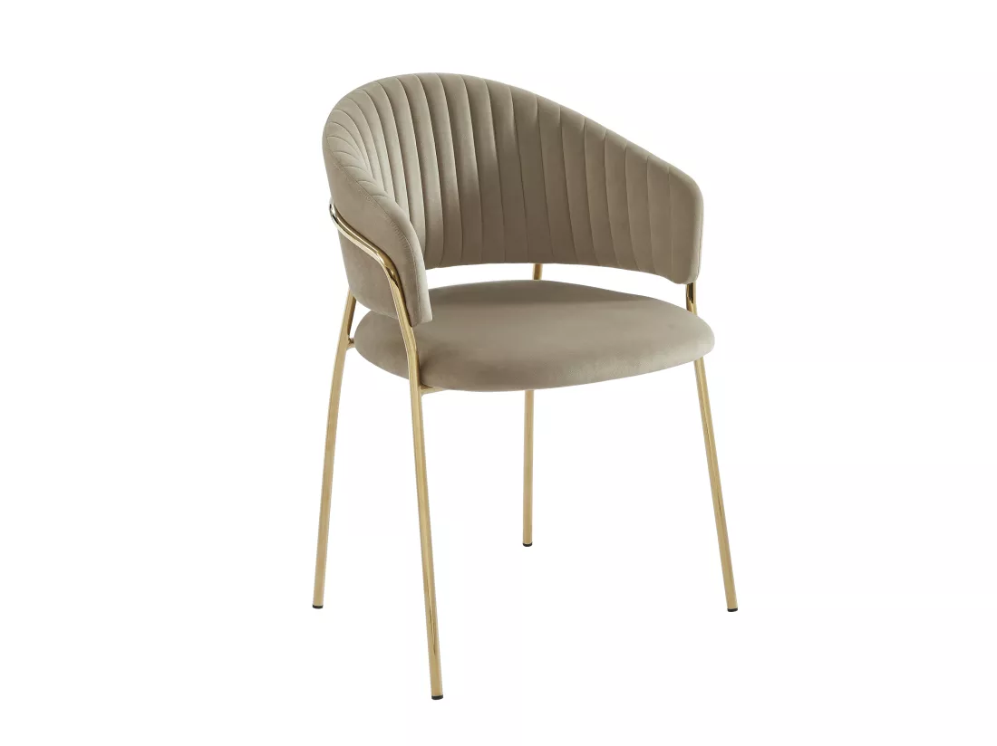 Lot de 6 chaises en velours et métal doré - Beige - MADOLIA de Pascal MORABITO