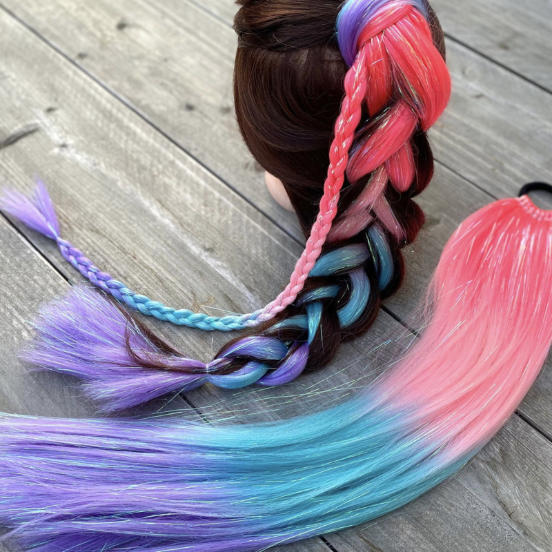 Mermaid haar - neon/blauw/paars