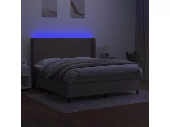 Sommier tapissier avec matelas et LED Taupe 160x200 cm Tissu
