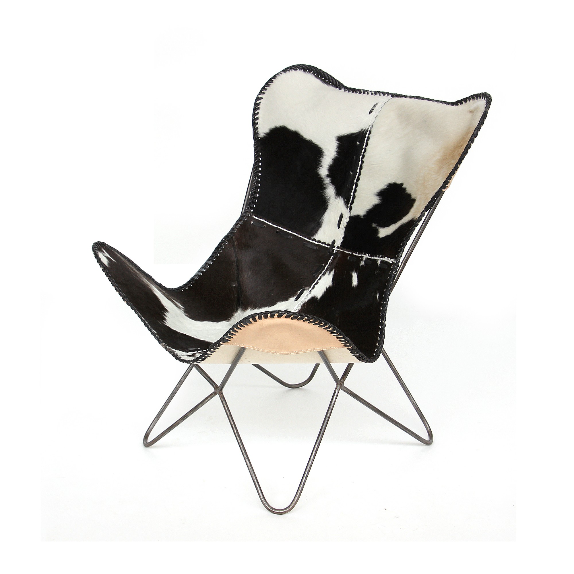 Lounger 'Sam', schwarz-weiß, vernickelt, T 70 cm, B 76 cm, H 92 cm von fischer's lagerhaus