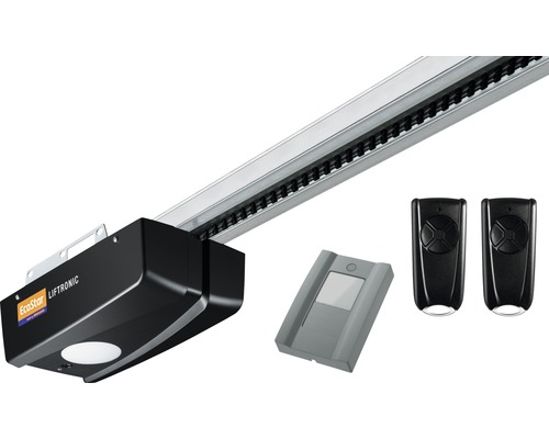 EcoStar Liftronic 700 Serie 2 garagedeuropener voor 11,25 m² deuroppervlak, inclusief 2 x 4-kanaals handzenders en PB1 binnendrukknop.
