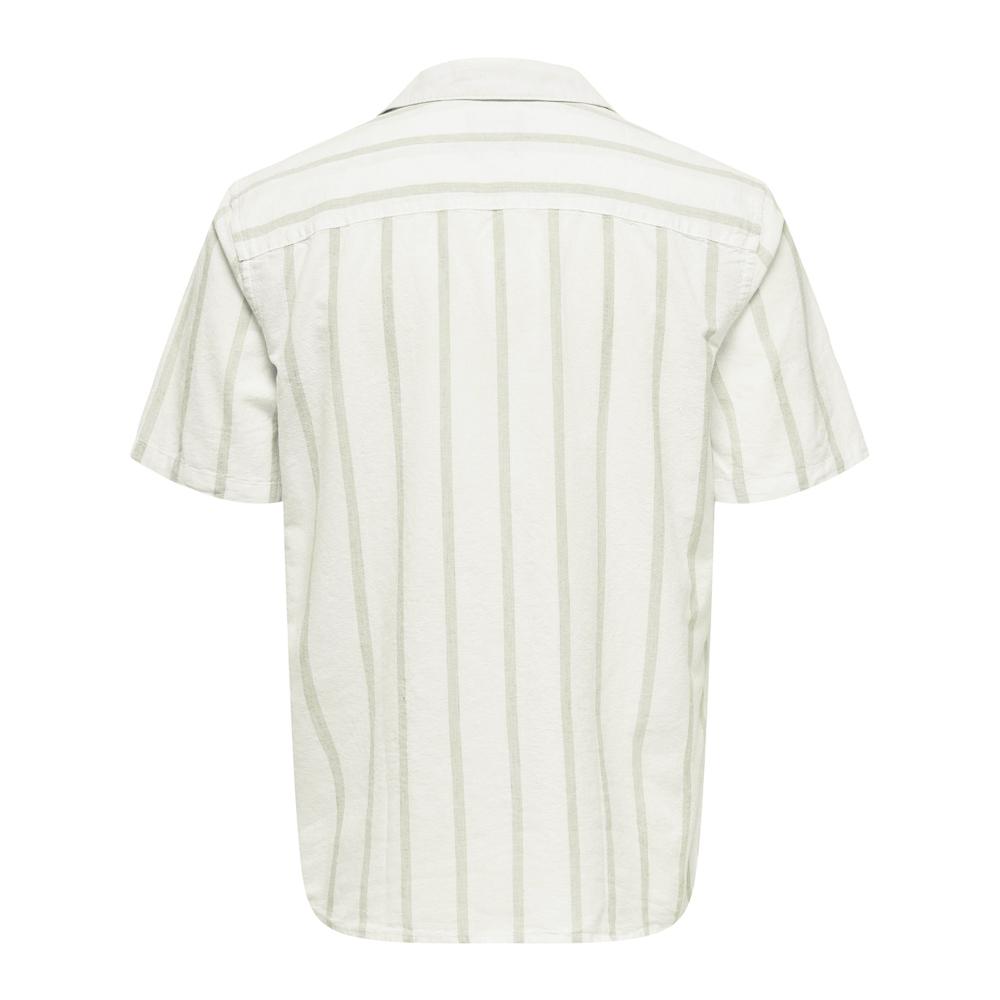 Chemisette Blanche/Vert Homme Only & Sons Stripe