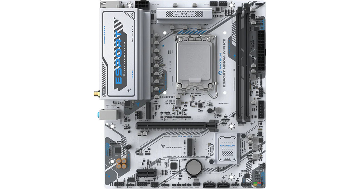MAXSUNMS-eSport H810M WIFI ICE socket 1851 moederbord  (Wit, 2.5 Gb-LAN, WLAN, BT, Sound, µATX)
