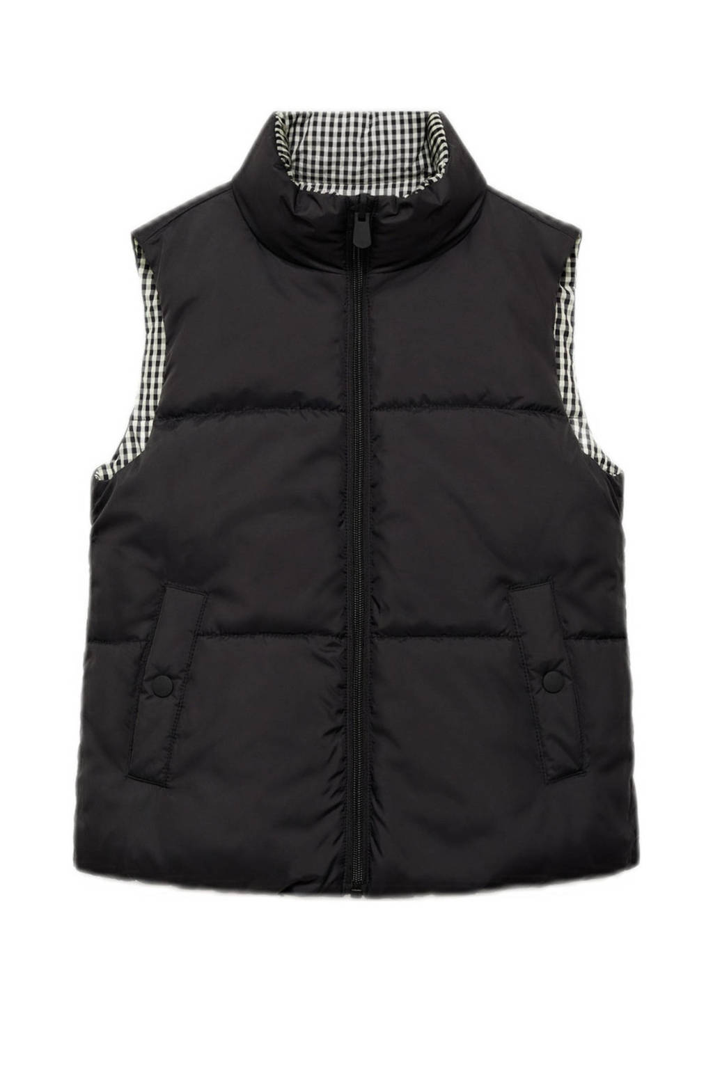 Mango Kids geruite reversible bodywarmer zwart/wit