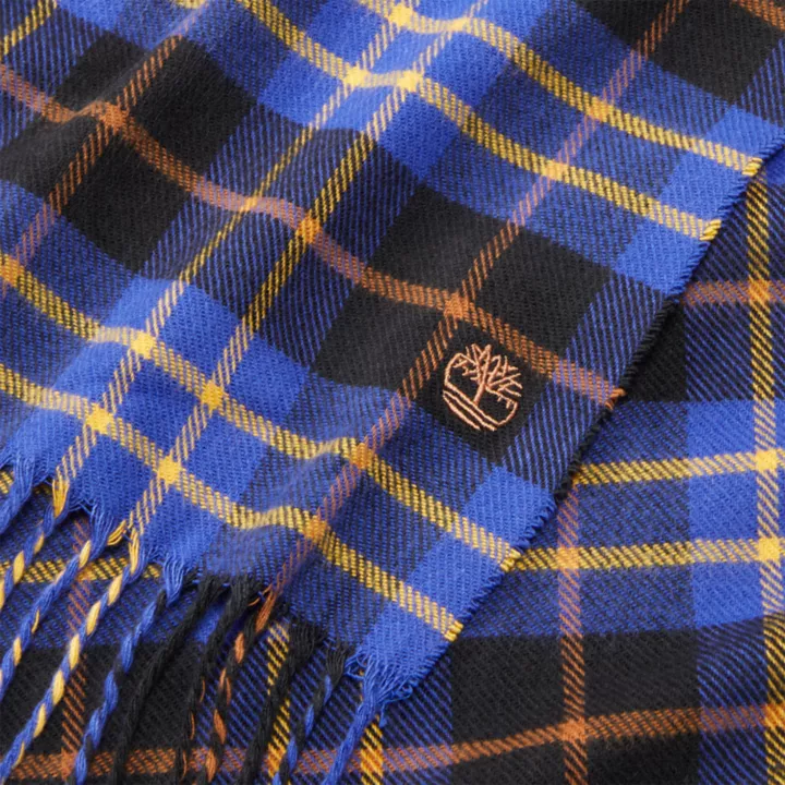 Cachecol xadrez Cape Neddick para homem, na cor azul, com caixa de presente.