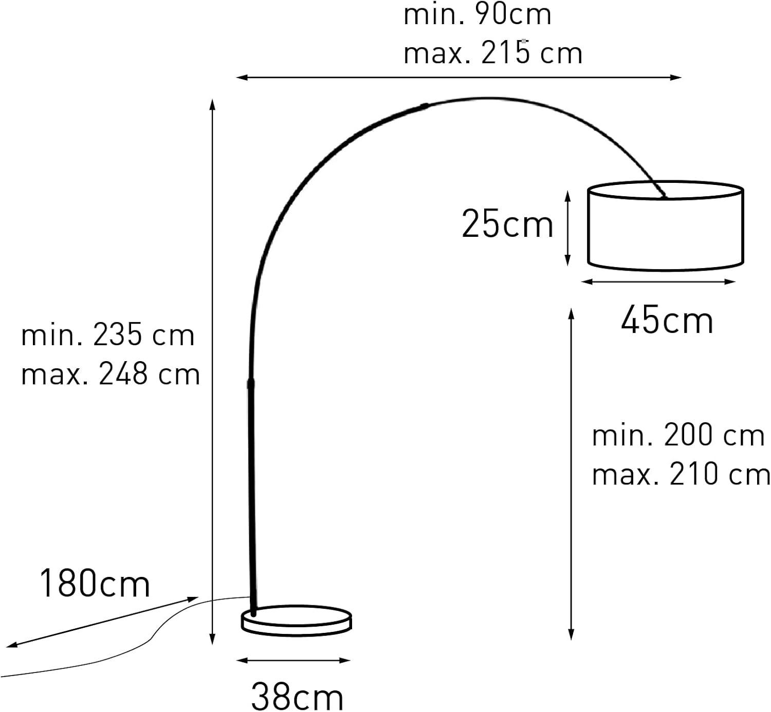 Qazqa - Modern Bogenleuchte I Bogenlampe I Lampe I Leuchte Stahl I Silber I nickel matt Stoffschirm weiß 45 cm - XXL I Wohnzimmer - Stahl Länglich - LED geeignet E27