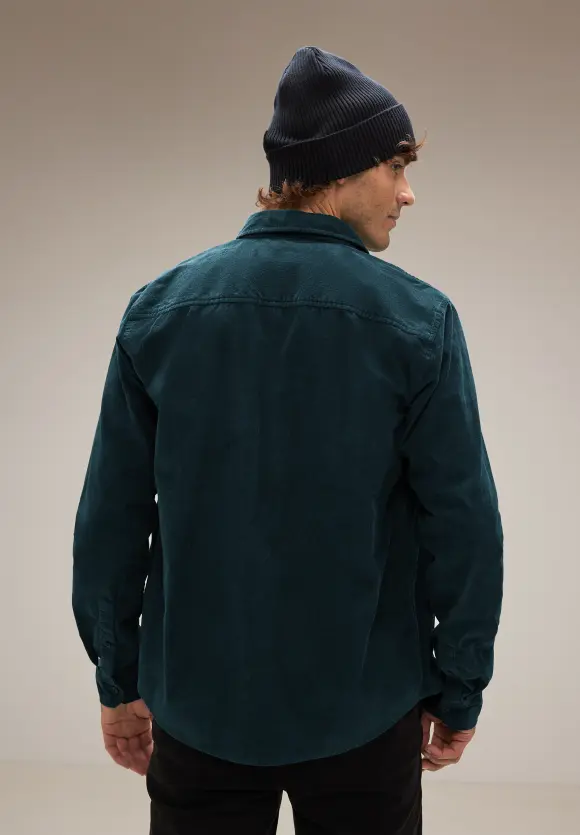 Lässiges Cordhemd - deep teal green