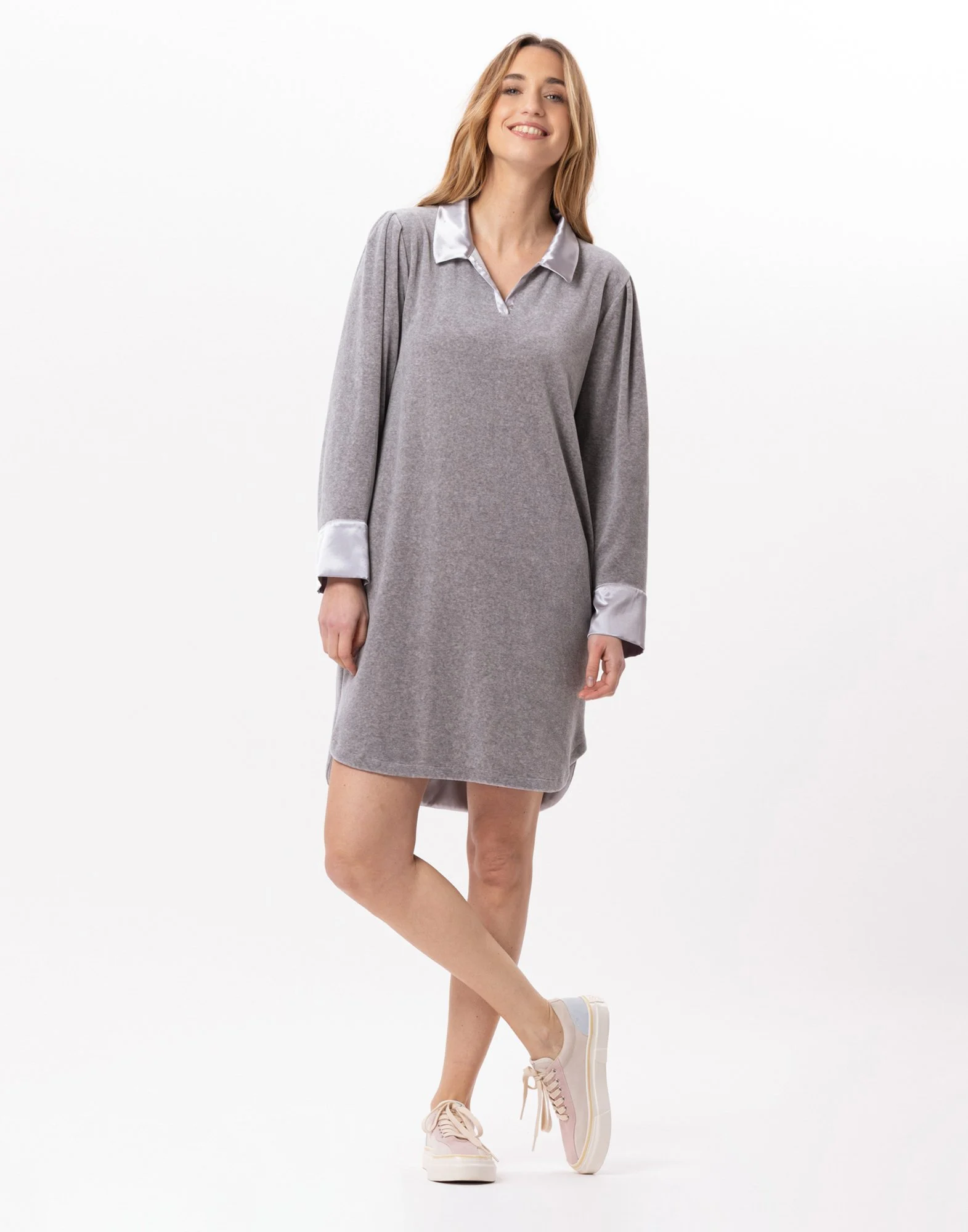 VELVET 840 - Robe en velours | Gris